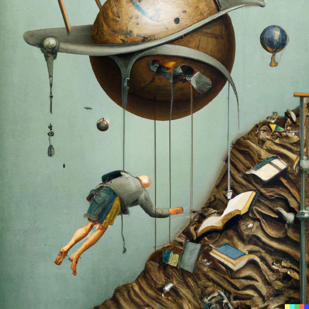 the discovery of gravity, by Jacek Yerka